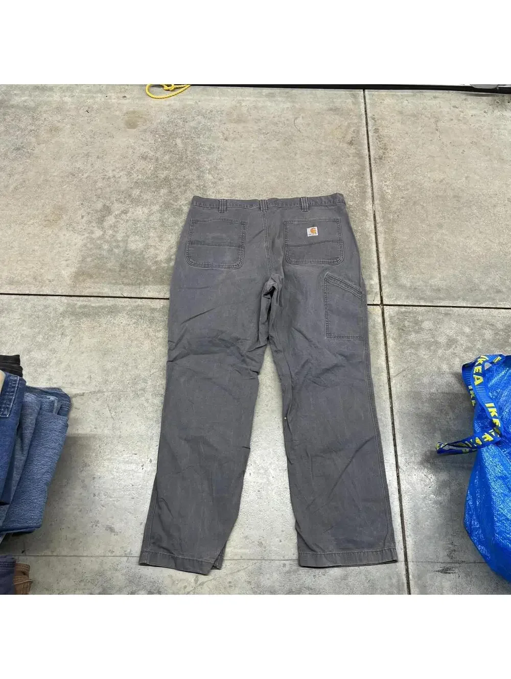 vintage carhartt faded grey relaxed baggy fit thrashed cargo pants size 38 x 32